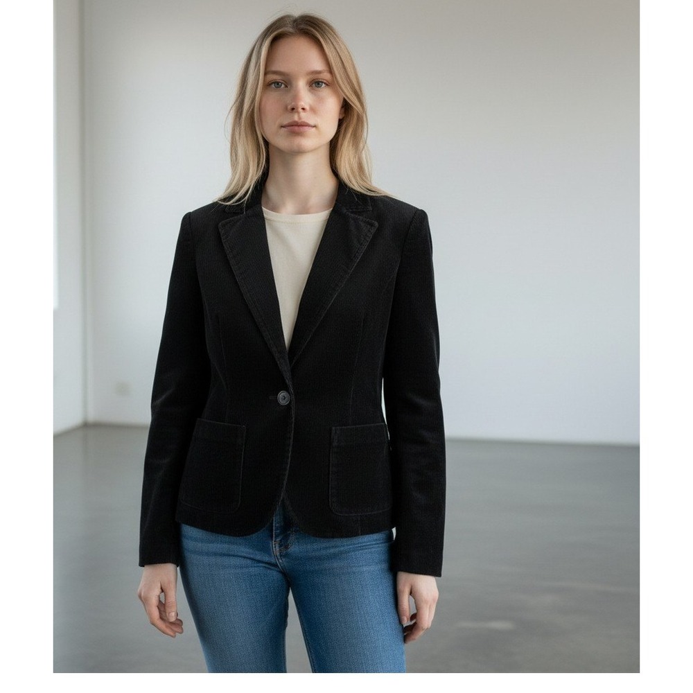 Juicy Couture Jeans Black Corduroy Blazer Jacket‎ Medium Classic Cotton Chic